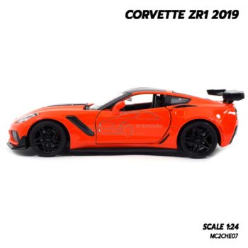 โมเดลรถ CORVETTE ZR1 2019 สีส้ม (Scale 1:24) model รถเหล็ก รถโมเดลประกอบสำเร็จ