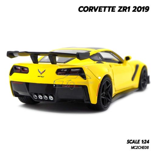 โมเดลรถ CORVETTE ZR1 2019 สีเหลือง (Scale 1:24) โมเดลรถสปอร์ต ประกอบสำเร็จ
