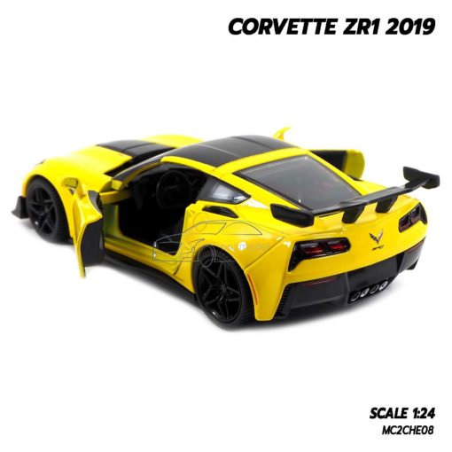 โมเดลรถ CORVETTE ZR1 2019 สีเหลือง (Scale 1:24) โมเดลรถสปอร์ต พร้อมตั้งโชว์ รุ่นขายดี