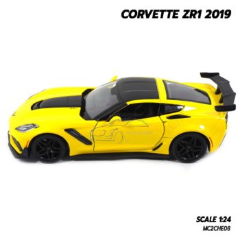 โมเดลรถ CORVETTE ZR1 2019 สีเหลือง (Scale 1:24) โมเดลรถสะสม พร้อมตั้งโชว์