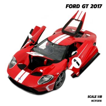 โมเดลรถสปอร์ต FORD GT 2017 สีแดง (Scale 1:18) โมเดลรถจำลอง เปิดได้ครบ