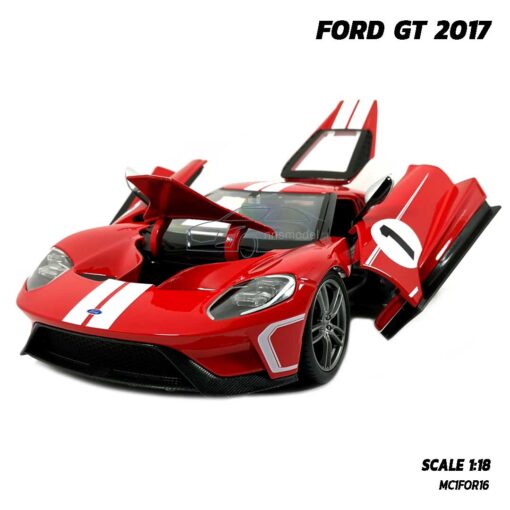 โมเดลรถสปอร์ต FORD GT 2017 สีแดง (Scale 1:18) โมเดลรถจำลอง เปิดฝากระโปรงหน้าได้