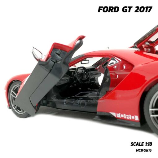 โมเดลรถสปอร์ต FORD GT 2017 สีแดง (Scale 1:18) โมเดลรถจำลอง ภายในรถจำลองสมจริง