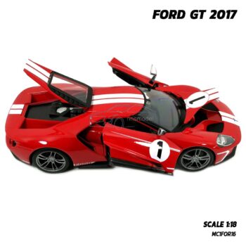 โมเดลรถสปอร์ต FORD GT 2017 สีแดง (Scale 1:18) รถโมเดล รุ่นขายดี พร้อมฐานตั้งโชว์ Stand