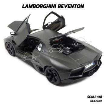 โมเดลรถ Lamborghini Reventon สีเทาดำ (1:18) ฝากระโปรงท้ายรถเปิดได้