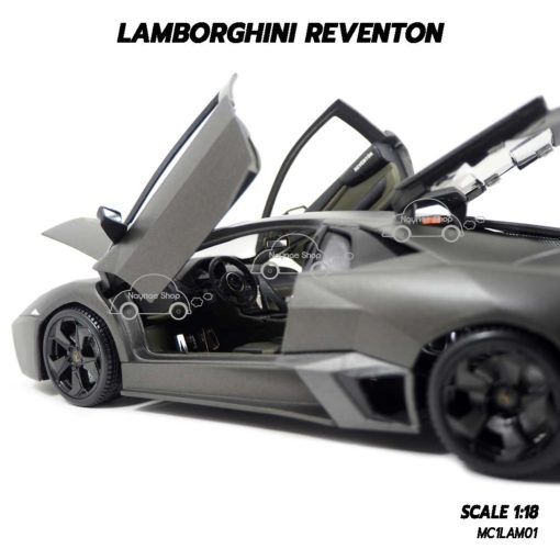โมเดลรถ Lamborghini Reventon สีเทาดำ (1:18) ภายในรถจำลองเหมือนจริง