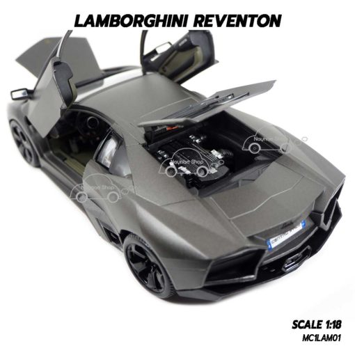 โมเดลรถ Lamborghini Reventon สีเทาดำ (1:18) เครื่องยนต์เหมือนจริง