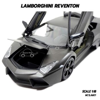 โมเดลรถ Lamborghini Reventon สีเทาดำ (1:18) ฝากระโปรงหน้ารถเปิดได้