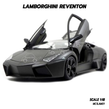 โมเดลรถ Lamborghini Reventon สีเทาดำ (1:18) เปิดประตูปีกนกซ้ายขวาได้