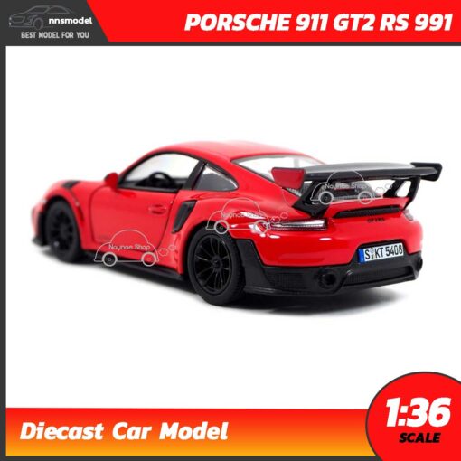 โมเดลรถเหล็ก PORSCHE 911 GT2 RS 911 สีแดง (Scale 1:36) โมเดลจำลองเหมือนจริง มีลานดึงปล่อยรถวิ่งได้