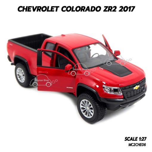 โมเดลรถกระบะ Chevrolet Colorado ZR2 2017 สีแดง (1:27) รถโมเดลเปิดประตูรถซ้ายขวาได้