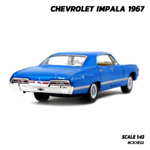 โมเดลรถคลาสสิค CHEVROLET IMPALA 1967 สีฟ้า (1:43) รถเหล็กจำลองเหมือนจริง