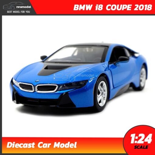โมเดลรถ BMW i8 COUPE 2018 สีฟ้า (Scale 1:24)