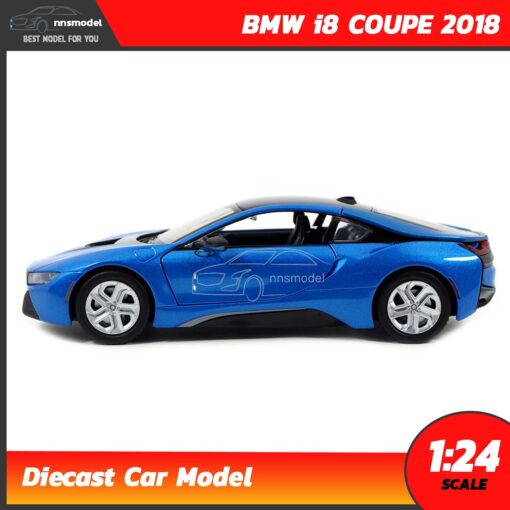โมเดลรถ BMW i8 COUPE 2018 สีฟ้า (Scale 1:24) โมเดลรถสะสม Diecast Model Motormax