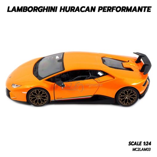 โมเดล LAMBORGHINI HURACAN PERFORMANTE สีส้ม (1:24) รถเหล็กประกอบสำเร็จ