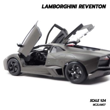 โมเดลรถ Lamborghini Reventon สีเทาดำ (1:24) ภายในรถจำลองเหมือนจริง