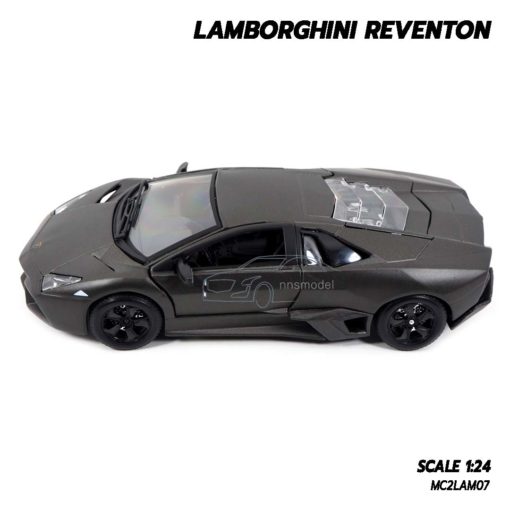 โมเดลรถ Lamborghini Reventon สีเทาดำ (1:24) โมเดลรถประกอบสำเร็จ พร้อมตั้งโชว์