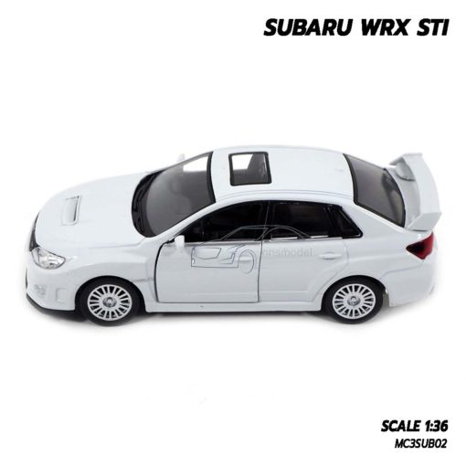โมเดลรถ SUBARU WRX STI สีขาว (1:36) มีลานดึงปล่อยรถวิ่งได้