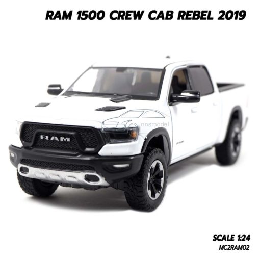 โมเดลรถกระบะ RAM 1500 CREW CAB REBEL 2019 สีขาว (1:24)