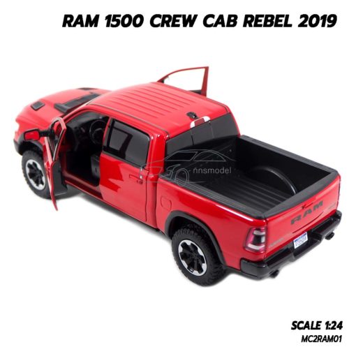 โมเดลรถกระบะ RAM 1500 CREW CAB REBEL 2019 สีแดง (1:24) รถโมเดลจำลองเหมือนจริง