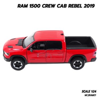 โมเดลรถกระบะ RAM 1500 CREW CAB REBEL 2019 สีแดง (1:24) รถโมเดลประกอบสำเร็จ