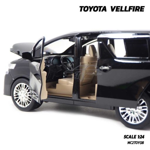 โมเดลรถตู้ TOYOTA VELLFIRE สีดำ (Scale 1:24) รถเหล็ก ภายในรถจำลองเหมือนจริง