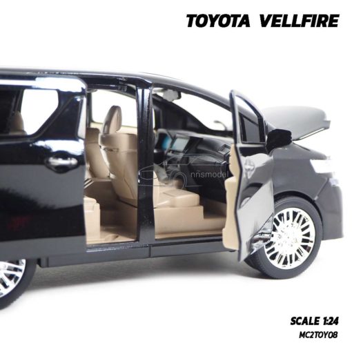 โมเดลรถตู้ TOYOTA VELLFIRE สีดำ (Scale 1:24) โมเดลรถเหล็ก เปิดได้ครบ