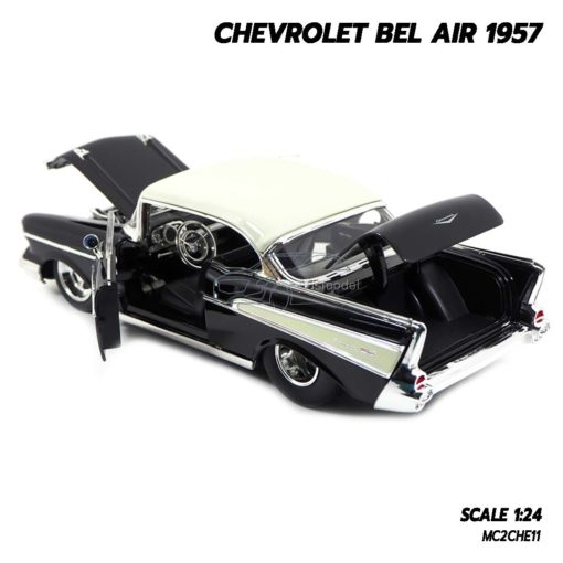 โมเดลรถ CHEVROLET BEL AIR 1957 สีดำ (Scale 1:24) เปิดฝากระโปรงหน้าและท้ายรถได้