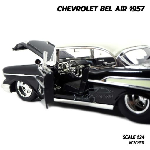 โมเดลรถ CHEVROLET BEL AIR 1957 สีดำ (Scale 1:24) ภายในรถจำลองเหมือนจริง
