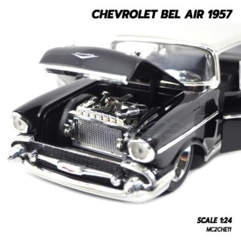 โมเดลรถ CHEVROLET BEL AIR 1957 สีดำ (Scale 1:24) จำลองเครื่องยนต์เหมือนจริง