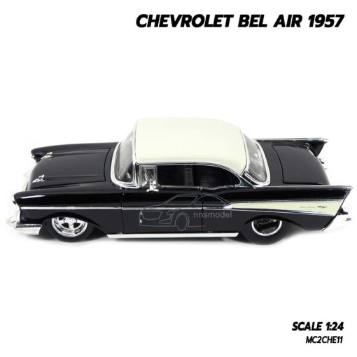 โมเดลรถ CHEVROLET BEL AIR 1957 สีดำ (Scale 1:24) รถเหล็ก ประกอบสำเร็จ พร้อมตั้งโชว์