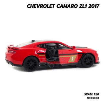 โมเดลรถ Chevrolet Camaro ZL1 2017 สีแดง (1:38) มีลานดึงปล่อยรถวิ่งได้