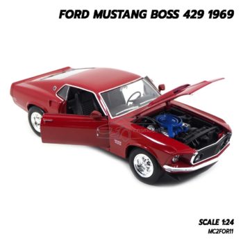 โมเดลรถ FORD MUSTANG BOSS 429 1969 สีแดง (Scale 1/24) เปิดฝากระโปรงหน้าได้