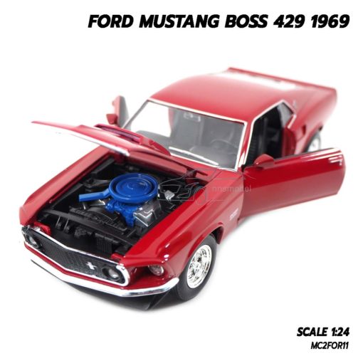 โมเดลรถ FORD MUSTANG BOSS 429 1969 สีแดง (Scale 1/24) เครื่องยนต์เหมือนจริง