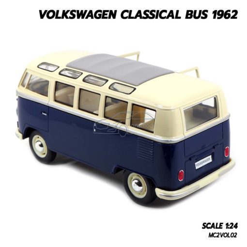 โมเดลรถ Volkswagen Bus 1962 สีน้ำเงิน (1:24) รถโมเดลจำลองเหมือนจริง