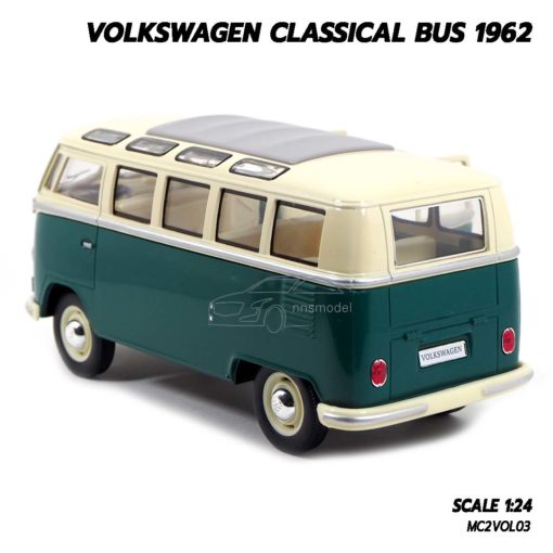 โมเดลรถ โฟล์คหน้าวี 1962 volkswagen bus สีเขียว (1:24) โมเดลรถ โฟล์คหน้าวี สวยเหมือนจริง