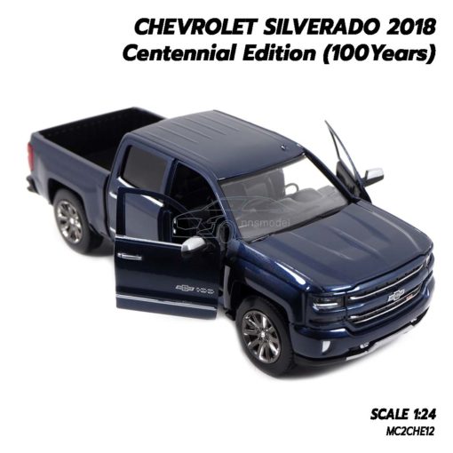 โมเดลรถกระบะ เชฟวี่ Silverado 2018 (1:24) รุ่นฉลอง 100 ปี เปิดประตูซ้ายขวาได้