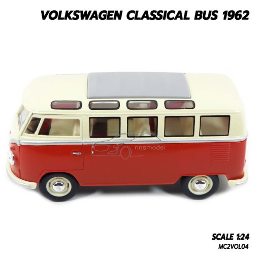 โมเดลรถ Volkswagen Bus 1962 สีน้ำตาลส้ม (1:24) รถตู้จำลองเหมือนจริง