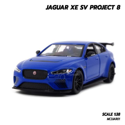 โมเดลรถเหล็ก JAGUAR XE SV PROJECT 8 สีน้ำเงิน (1:38) โมเดลจำลองสมจริง