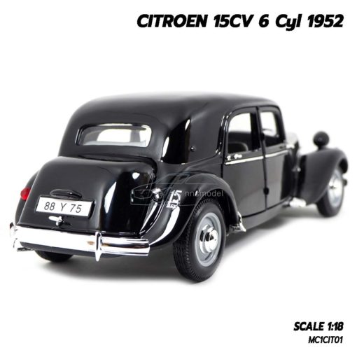 โมเดลรถโบราณ CITROEN 15CV 6 Cyl 1952 สีดำ (1:18) โมเดลจำลองเหมือนจริง