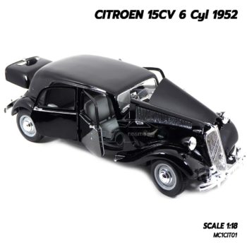 โมเดลรถโบราณ CITROEN 15CV 6 Cyl 1952 สีดำ (1:18) เปิดประตูรถซ้ายขวาได้