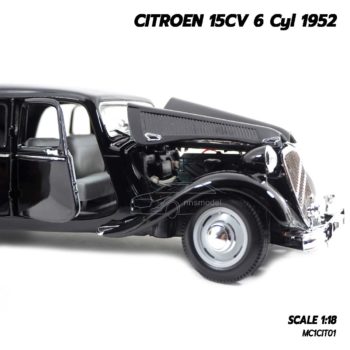 โมเดลรถโบราณ CITROEN 15CV 6 Cyl 1952 สีดำ (1:18) เครื่องยนต์จำลองเหมือนจริง