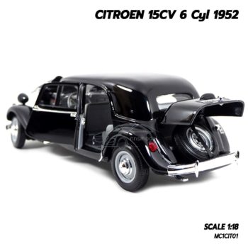 โมเดลรถโบราณ CITROEN 15CV 6 Cyl 1952 สีดำ (1:18) เปิดฝากระโปรงท้ายรถได้