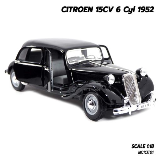 โมเดลรถโบราณ CITROEN 15CV 6 Cyl 1952 สีดำ (1:18) โมเดลรถคลาสสิค ประกอบสำเร็จ