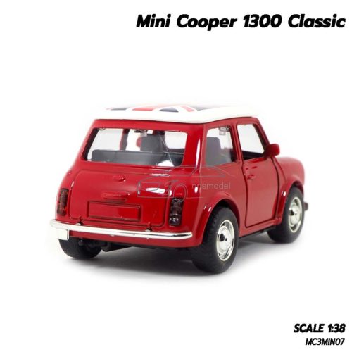 โมเดลรถมินิคูเปอร์ Mini Cooper 1300 Classic (1:38) หลังคาลายธงชาติอังกฤษ