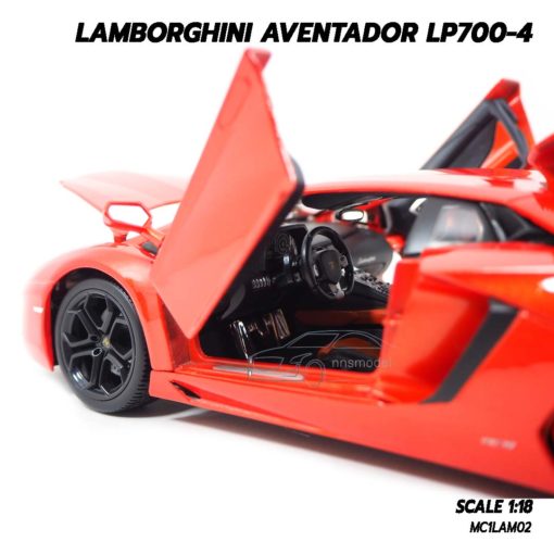 โมเดลรถ Lamborghini Aventador LP700-4 สีส้ม 1/18 ภายในรถเหมือนจริง