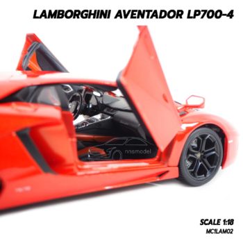 โมเดลรถ Lamborghini Aventador LP700-4 สีส้ม 1/18 ภายในรถเหมือนจริง สวยน่าสะสม