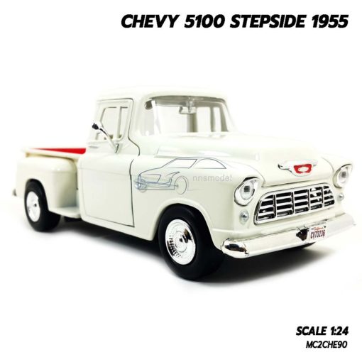 โมเดลรถกระบะ CHEVY 5100 STEPSIDE 1955 สีขาว โมเดลประกกอบสำเร็จ พร้อมตั้งโชว์