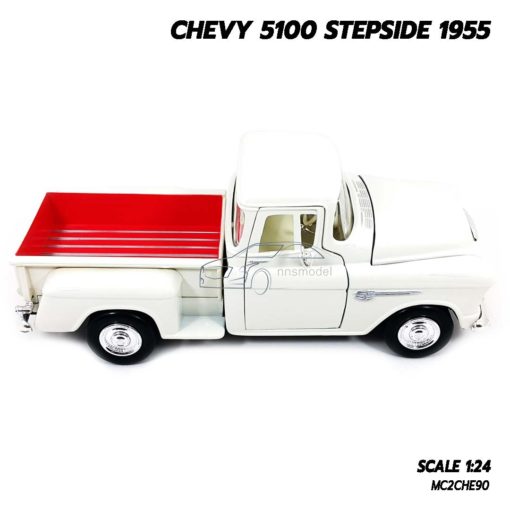 โมเดลรถกระบะ CHEVY 5100 STEPSIDE 1955 สีขาว โมเดลประกกอบสำเร็จ ของขวัญปีใหม่