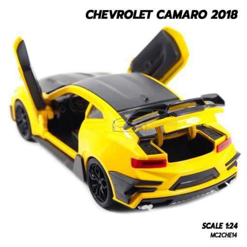 โมเดลรถ CHEVROLET CAMARO 2018 สีเหลืองดำ (1:24) โมเดลจำลองเหมือนจริง เปิดได้ครบ